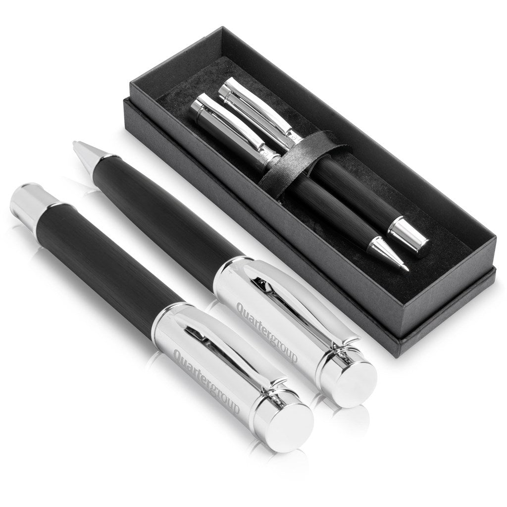 Alex Varga Volans Ball Pen & Rollerball Set - Black - Image 2